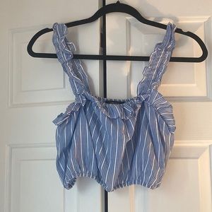 Woman’s Forever21 blue stripe crop top. Size medium.